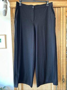 Eileen Fisher Black Wide-Leg Pull-On Pants 14